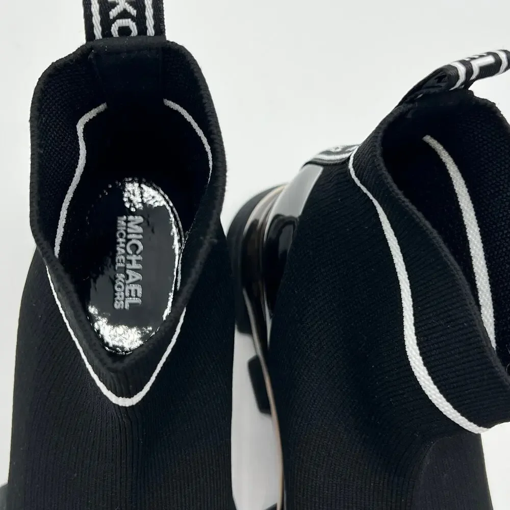 Michael Kors Kendra Black White Striped Sock Booties 5.5 Mod Op Art Y2K